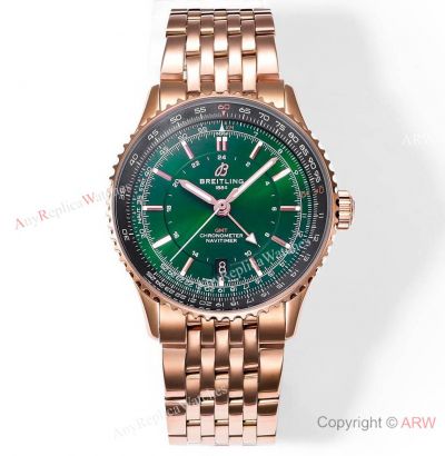 TW Factory Breitling Navitimer GMT Automatic 41 Rose Gold-Green Men's Watch